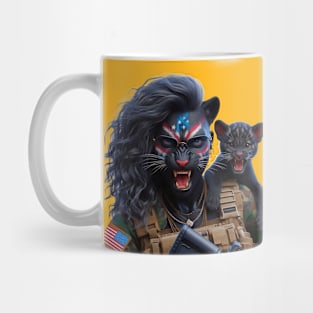 Woman Warrior Panther with Cub by focusln Mug